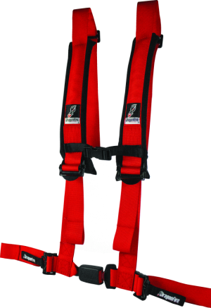 Polaris UTV Seat Belt Harness - DragonFire Racing - H-Style, 4-Point, EZ-Adjust, 2in Buckle - Red - `15-`19 Polaris UTV Seat Belt Harness - DragonFire Racing - H-Style, 4-Point, EZ-Adjust, 2in Buckle - Red - `15-`19